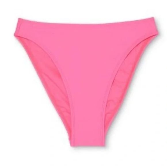 Juniors' Cheeky High Leg Mid-Waist Bikini Bottom - Xhilaration hot pink Medium - Picture 3 of 4